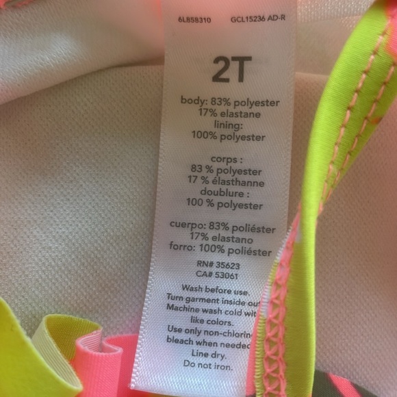 Girl’s Floral Swim Suit Top With Pink Bikini Bottoms Size 2T - Picture 5 of 7